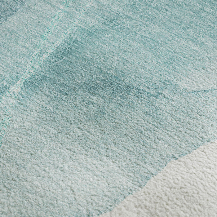 9' X 12' Abstract Washable Area Rug With UV Protection (648441) - Teal / Ivory
