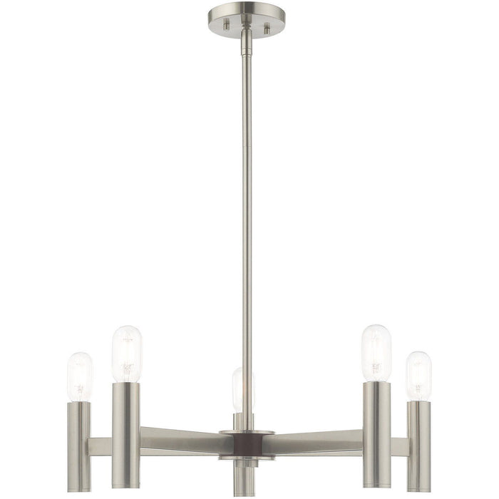 19'' Five Light Dimmable Chandelier With Shades - Nickel