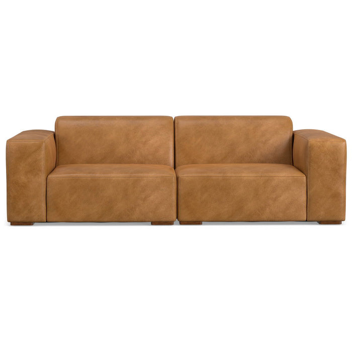88" Sienna Leather Modular Sofa With Brown Legs - Brown
