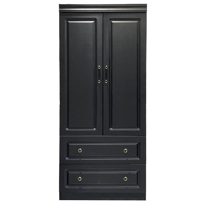 71" Wood Two Door Two Drawer Manufactured Wood Combo Dresser - Black