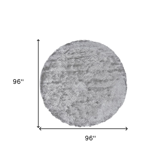8' Round Shag Tufted Handmade Area Rug - Gray And Silver