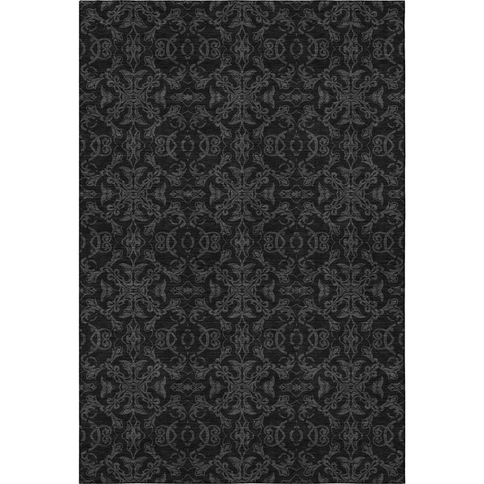8' X 10' Medallion Washable Area Rug With UV Protection - Gray And Charcoal