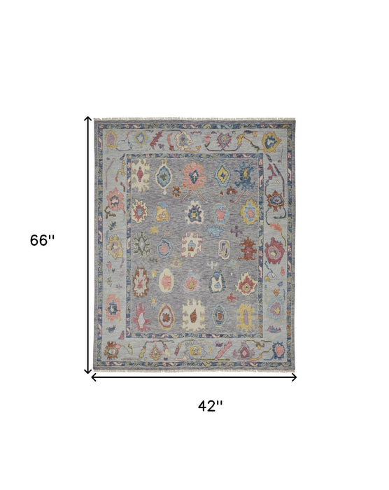 4' X 6' Persian Wool Oriental Hand Knotted Area Rug With Fringe - Gray