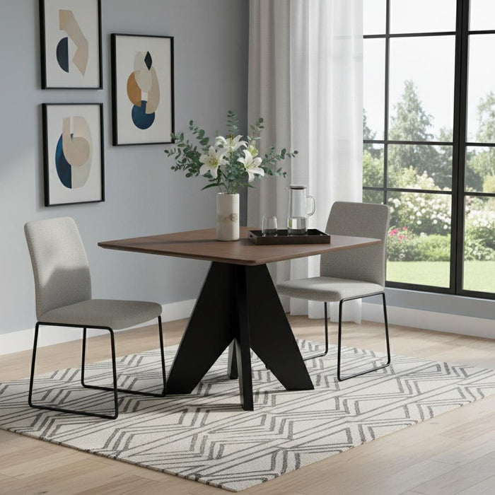41" Wood And Solid Wood Pedestal Base Square Dining Table - Espresso
