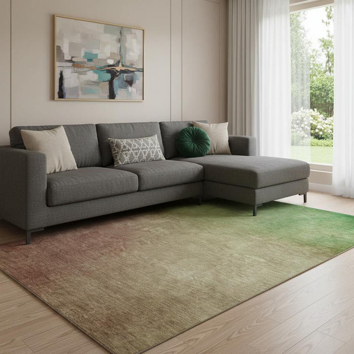 9' X 12' Ombre Washable Area Rug With UV Protection (650283) - Blush / Green
