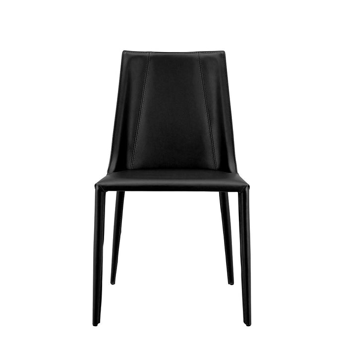 Contemporary Upholstered Leather Dining Side Chair - Black