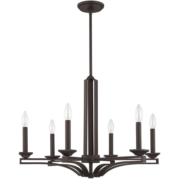 27'' Six-Light Dimmable Chandelier With Shades - Bronze
