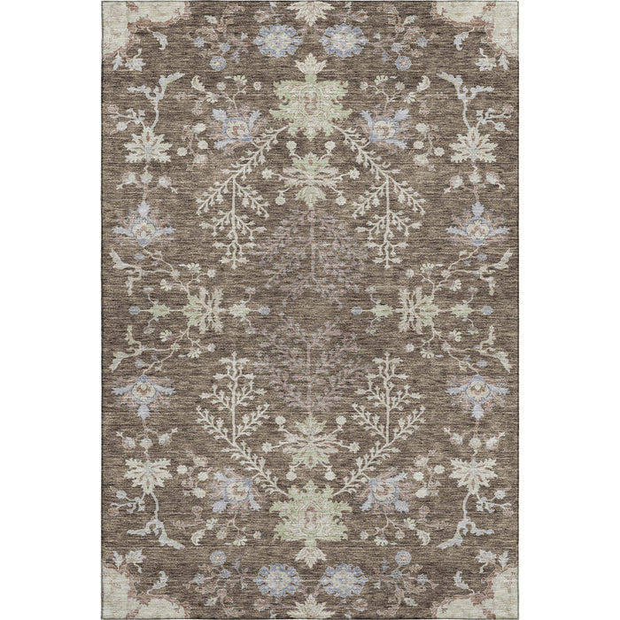 10' X 14' Floral Washable Area Rug With UV Protection (687041) - Brown / Beige / Blue