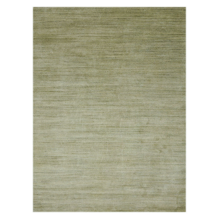 8' X 10' Wool Striped Hand Woven Area Rug - Green And Sage