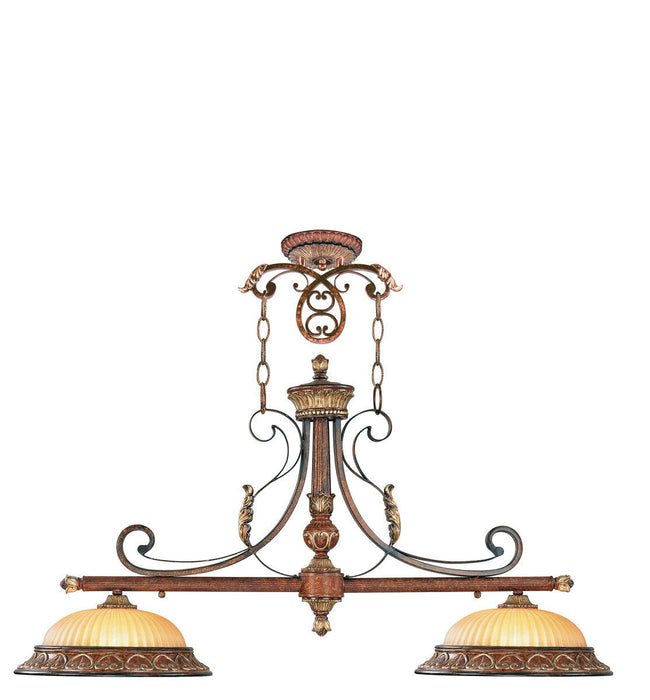 Two Light Metal Dimmable Chandelier With Shades - Bronze