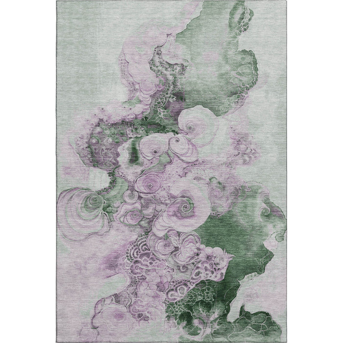 10' X 14' Abstract Washable Area Rug With UV Protection (706115) - Sage / Lavender