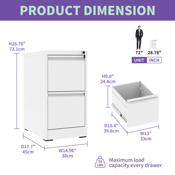 Giga steel vertical filing cabinet with lock for A4, legal, and letter size documents, featuring multiple drawers for secure storage.