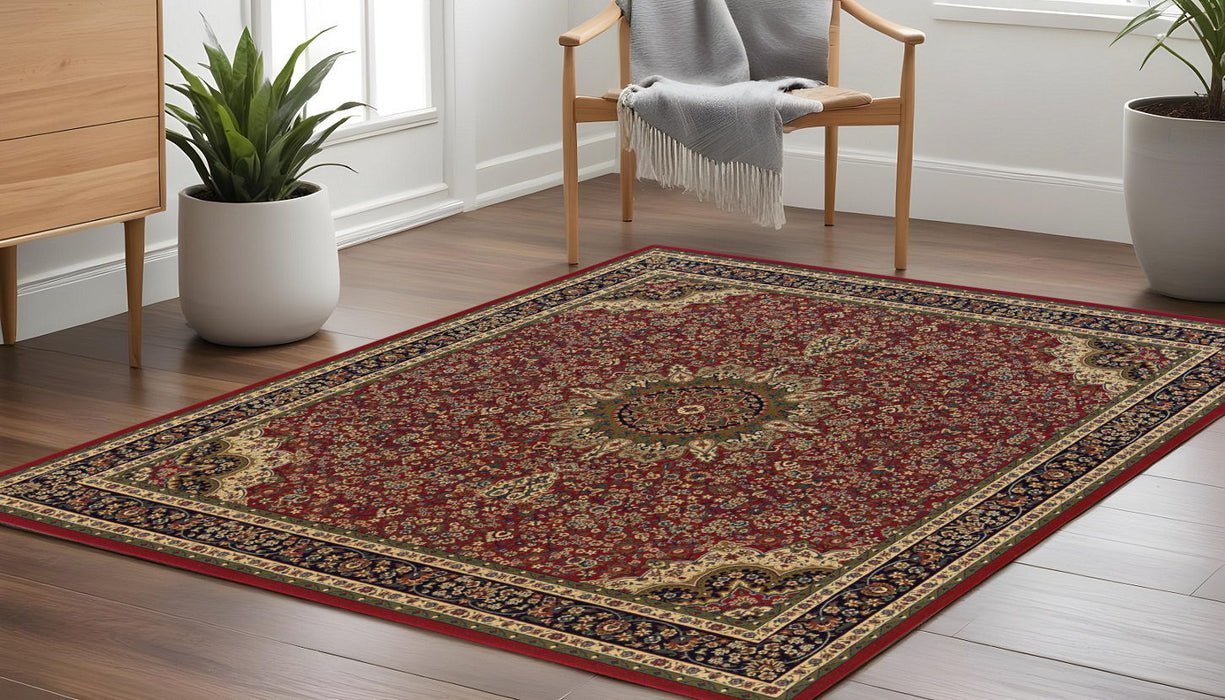8' Oriental Square Rug - Red And Blue