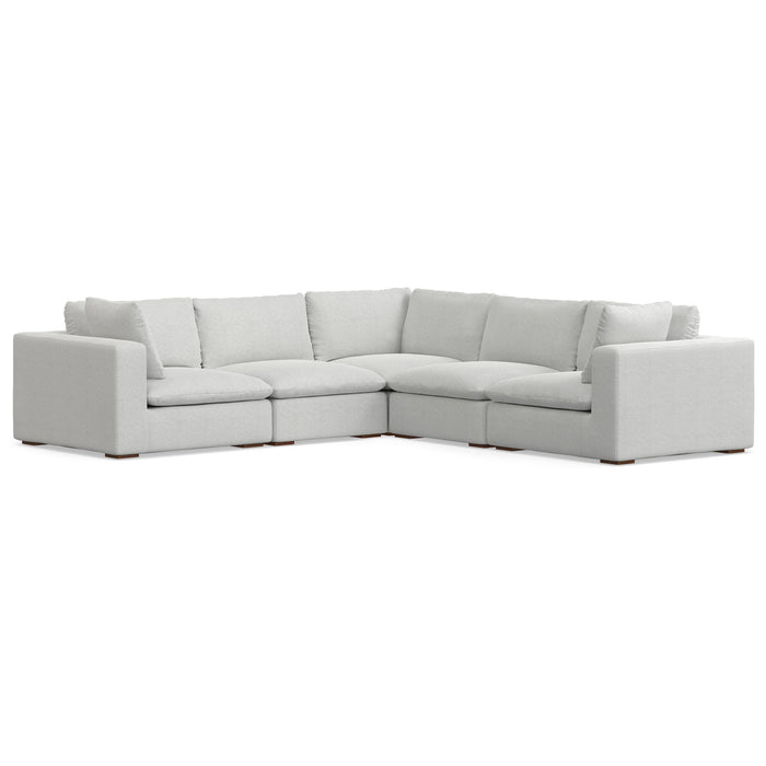 125" Fabric Modular Sofa With Brown Legs - Gray