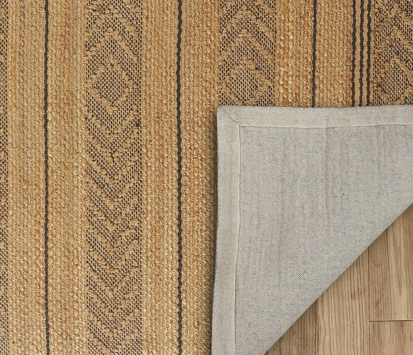 8' x 10' Bohemian Striped Area Rug - Tan And Gray