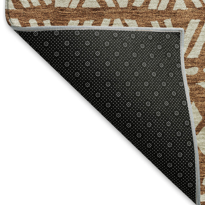 10' X 14' Southwestern Washable Area Rug With UV Protection (672146) - Terra Cotta / Beige