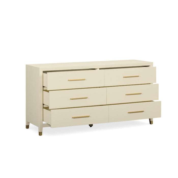 Dani - Faux Shagreen 6-Drawer Dresser - Cream
