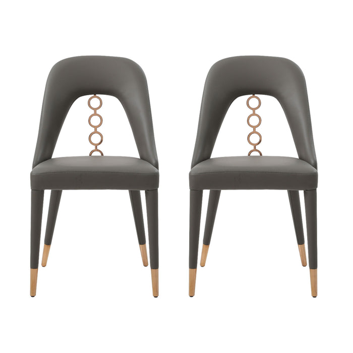 Upholstered In Faux Leather Dining Side Chairs (Set of 2) - Gray