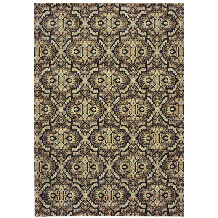 10' X 13' Geometric Distressed Area Rug - Brown