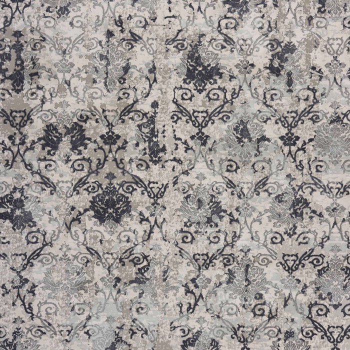 10' x 13' Damask Stain Resistant Area Rug - Cream And Gray