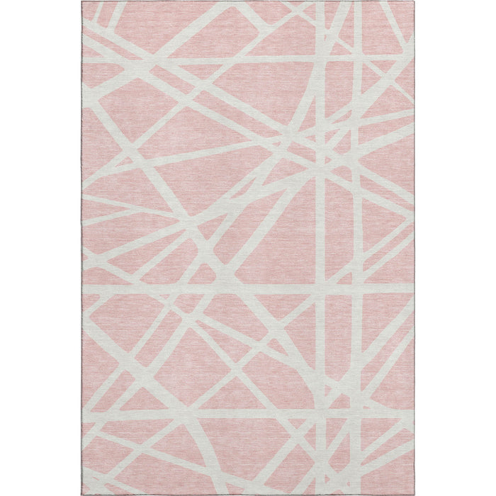 10' X 14' Geometric Washable Area Rug With UV Protection (681635) - Pink / Ivory