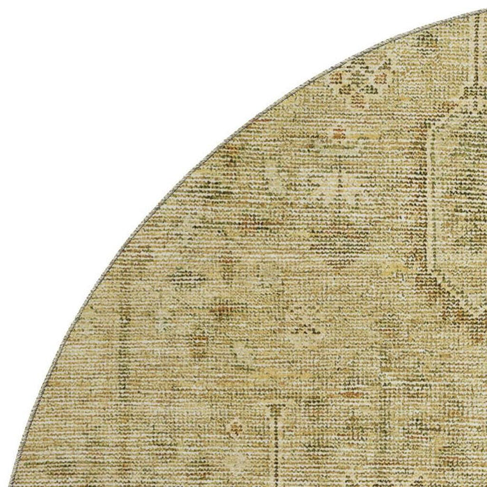 8' Southwestern Washable Round Rug With UV Protection - Gold And Taupe