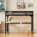Black Giga twin metal loft bed with desk, ladder, guardrails, and a book desk underneath, suitable for space-saving bedroom setups.