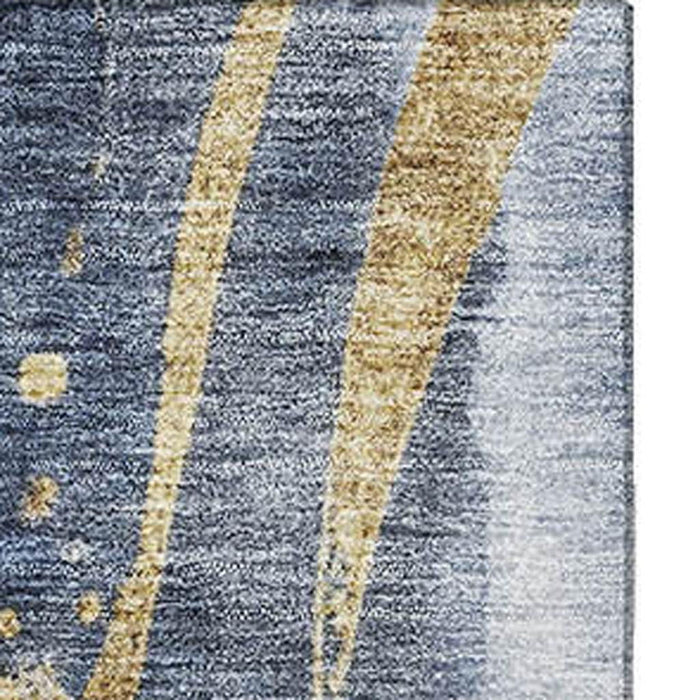 10' X 14' Abstract Washable Area Rug With UV Protection (696800) - Blue / Gold / Ivory