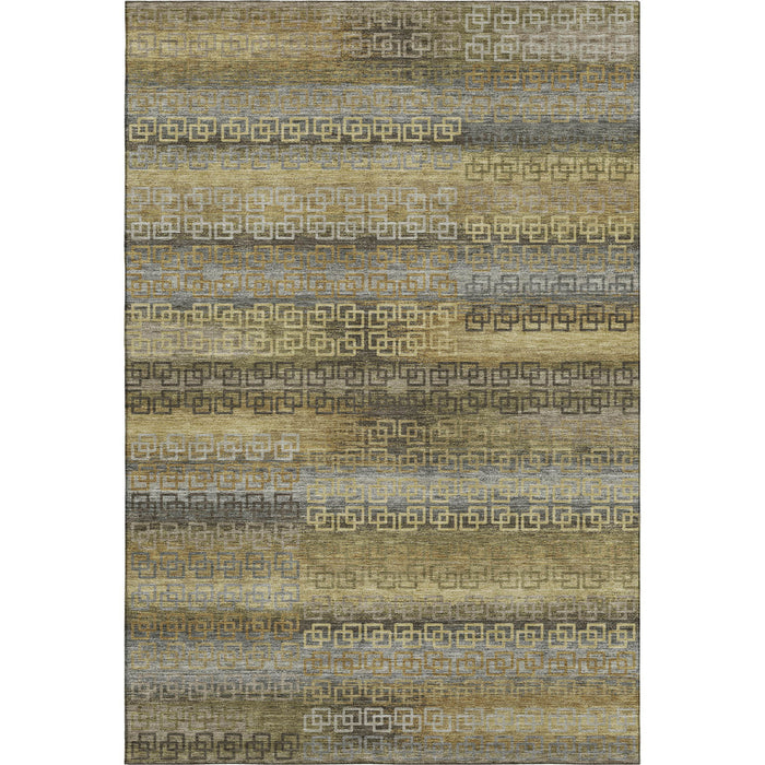 10' X 14' Striped Washable Area Rug With UV Protection (715123) - Wheat / Brown