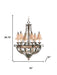 Bronze 39-inch six-light metal chandelier with cream shades, dimmable lighting, ideal for elegant home decor.