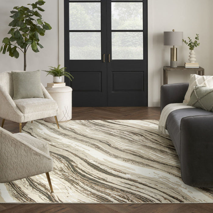 9' X 12' Modern Abstract Non Skid Area Rug - Beige