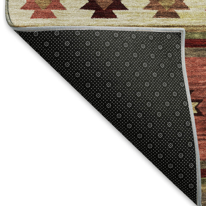 8' Southwest Geometric Washable Round Rug With UV Protection - Cinnamon