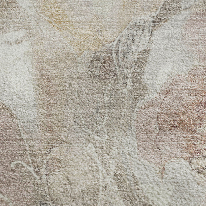 10' X 14' Floral Washable Area Rug With UV Protection (706091) - Taupe / Beige / Ivory