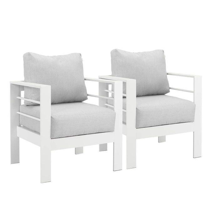 Giga modern all-weather patio armchairs with thick cushions, set of two, featuring weather-resistant fabric and stylish design