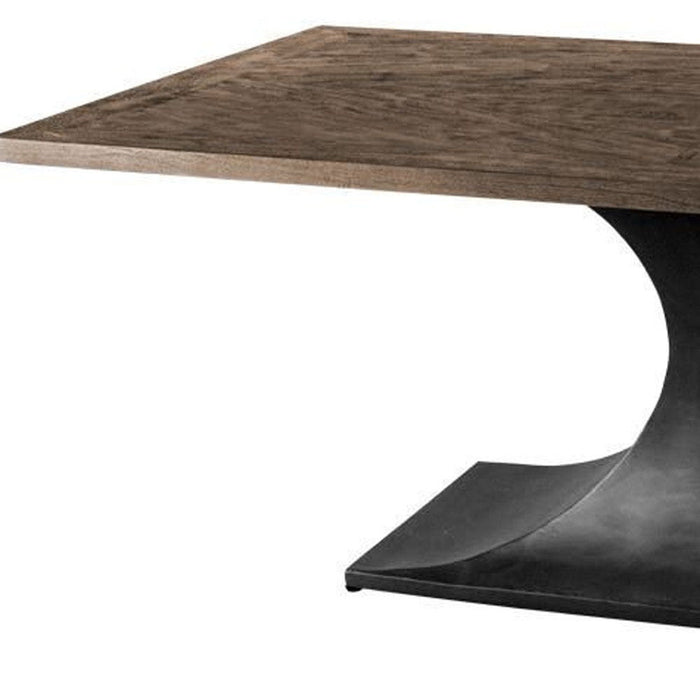 79" Solid Wood And Metal Pedestal Base Dining Table - Brown
