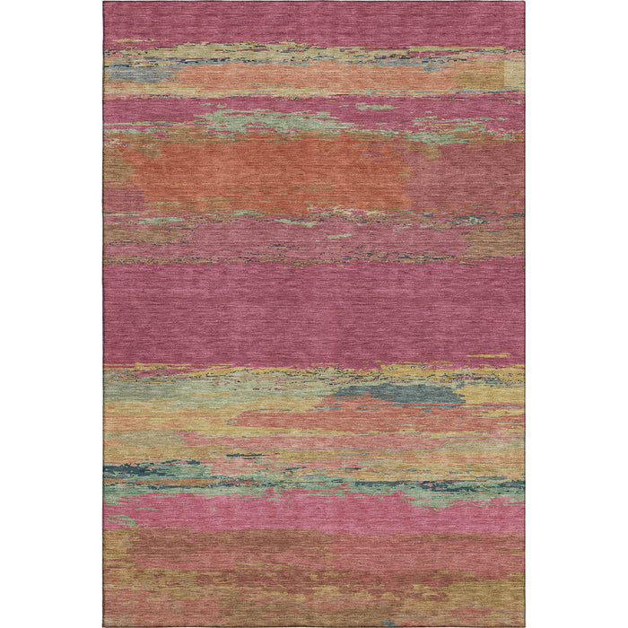 10' X 14' Abstract Washable Area Rug With UV Protection (692709) - Blush / Orange / Teal