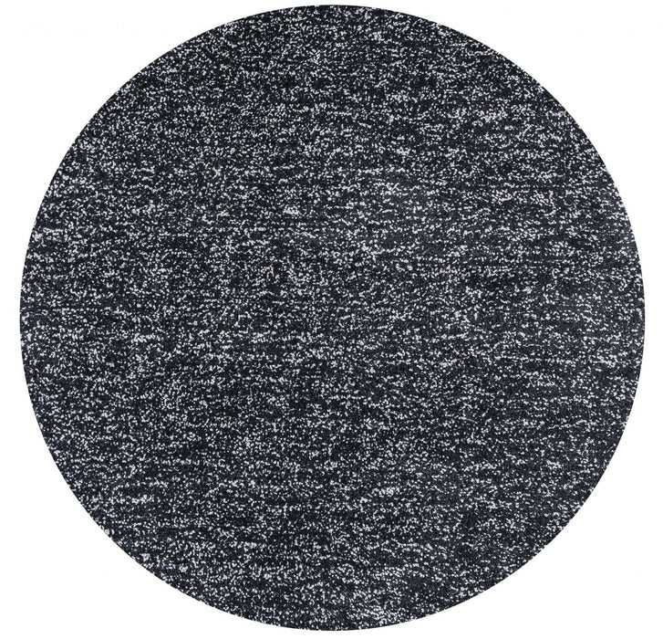 8' Round Indoor Shag Rug - Black Heather
