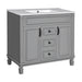 Giga bathroom vanity with top sink, basin on cabinet featuring two soft-closing doors and two drawers for storage.