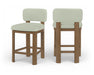 Set of two Meridian Furniture Paloma faux leather counter stools with brown frames, featuring upholstered seats and modern design.