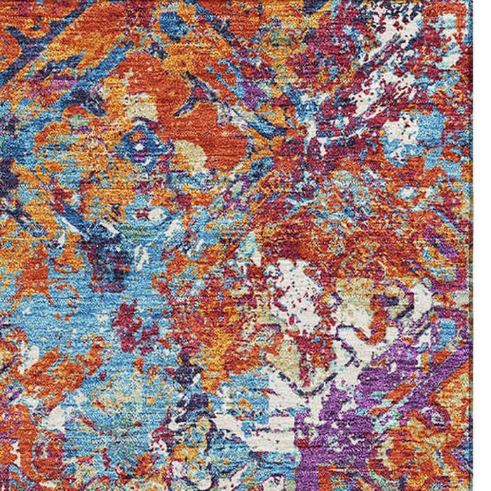 9' X 12' Diamond Washable Area Rug With UV Protection - Copper