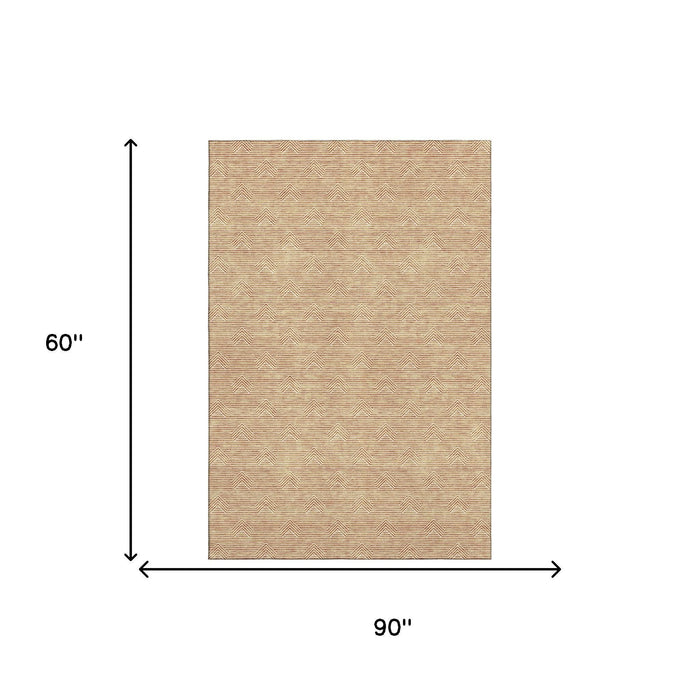 10' X 14' Abstract Geometric Washable Area Rug With UV Protection (672350) - Orange / Ivory