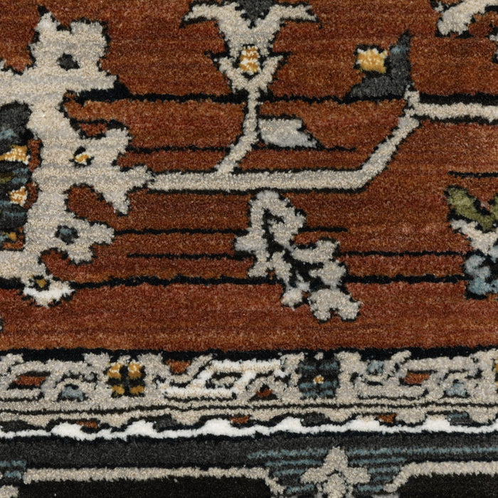8' X 11' Oriental Area Rug With Fringe (575102) - Rust / Gray / Beige