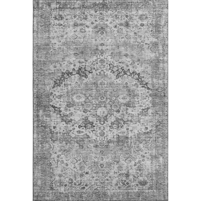 10' X 14' Oriental Washable Area Rug With UV Protection (700283) - Gray / Silver