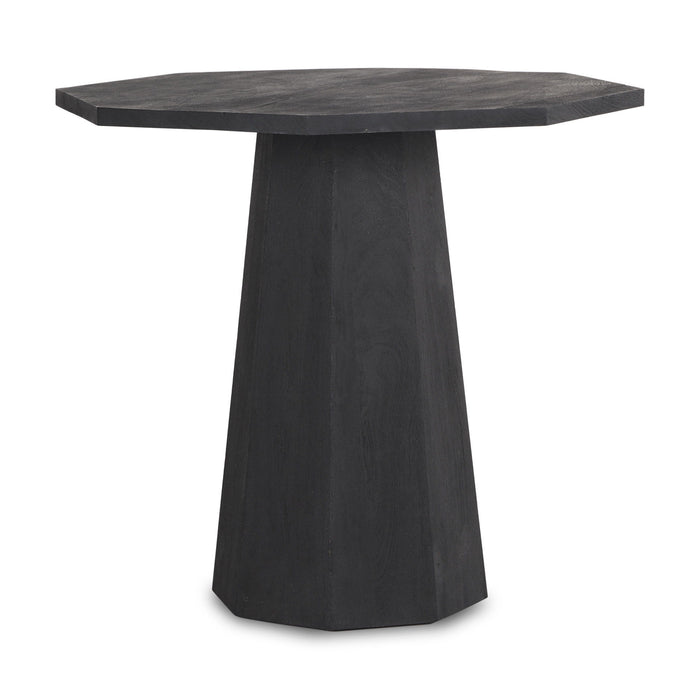 Solid Wood Hexagonal Pedestal End Table - Black