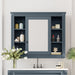Giga wall-mounted bathroom medicine cabinet with mirror, six open shelves, and adjustable interior storage.