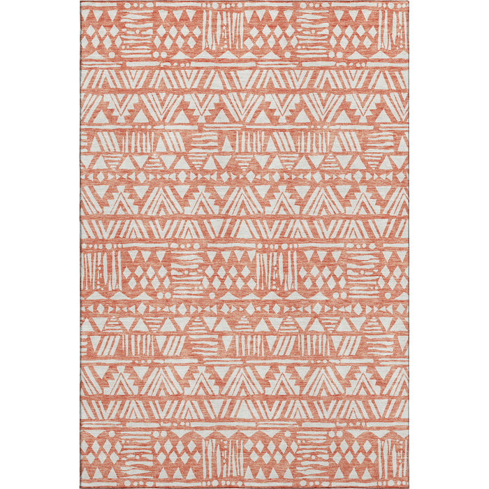 10' X 14' Southwestern Washable Area Rug With UV Protection (672110) - Coral / Beige