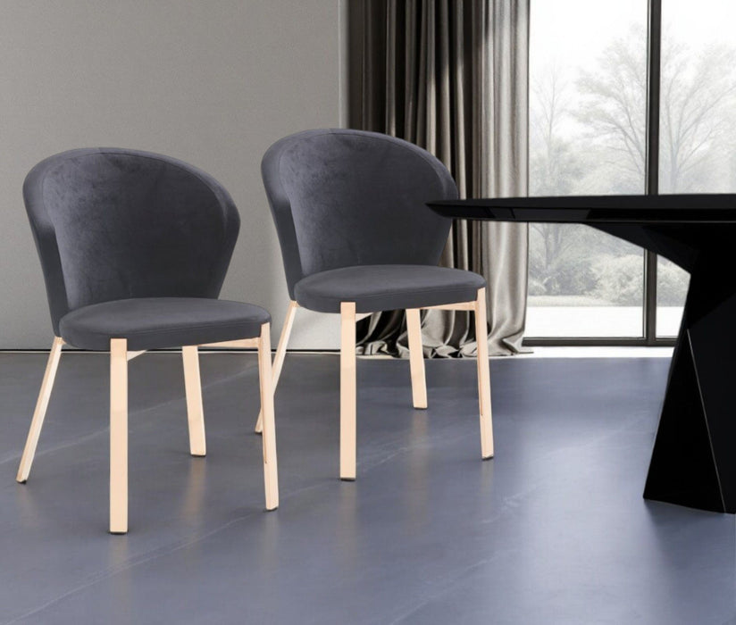 Velvet Wing Back Dining Side Chairs (Set of 2) - Black