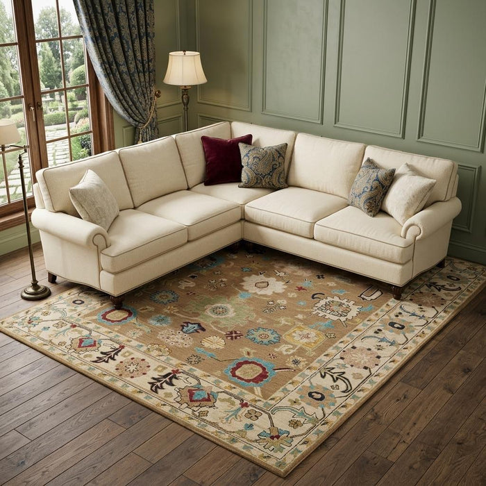 8' X 10' Wool Floral Hand Tufted Area Rug (722318) - Blue / Ivory