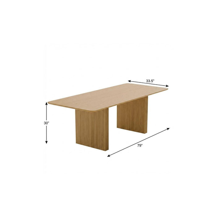 79" Solid Wood Double Pedestal Base Dining Table - Natural