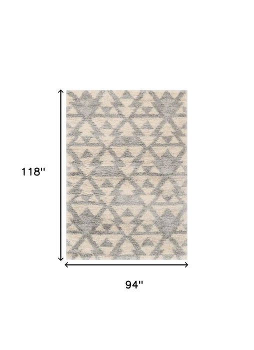 8' x 10' Machine Woven Geometric Indoor Area Rug - Ivory Gray